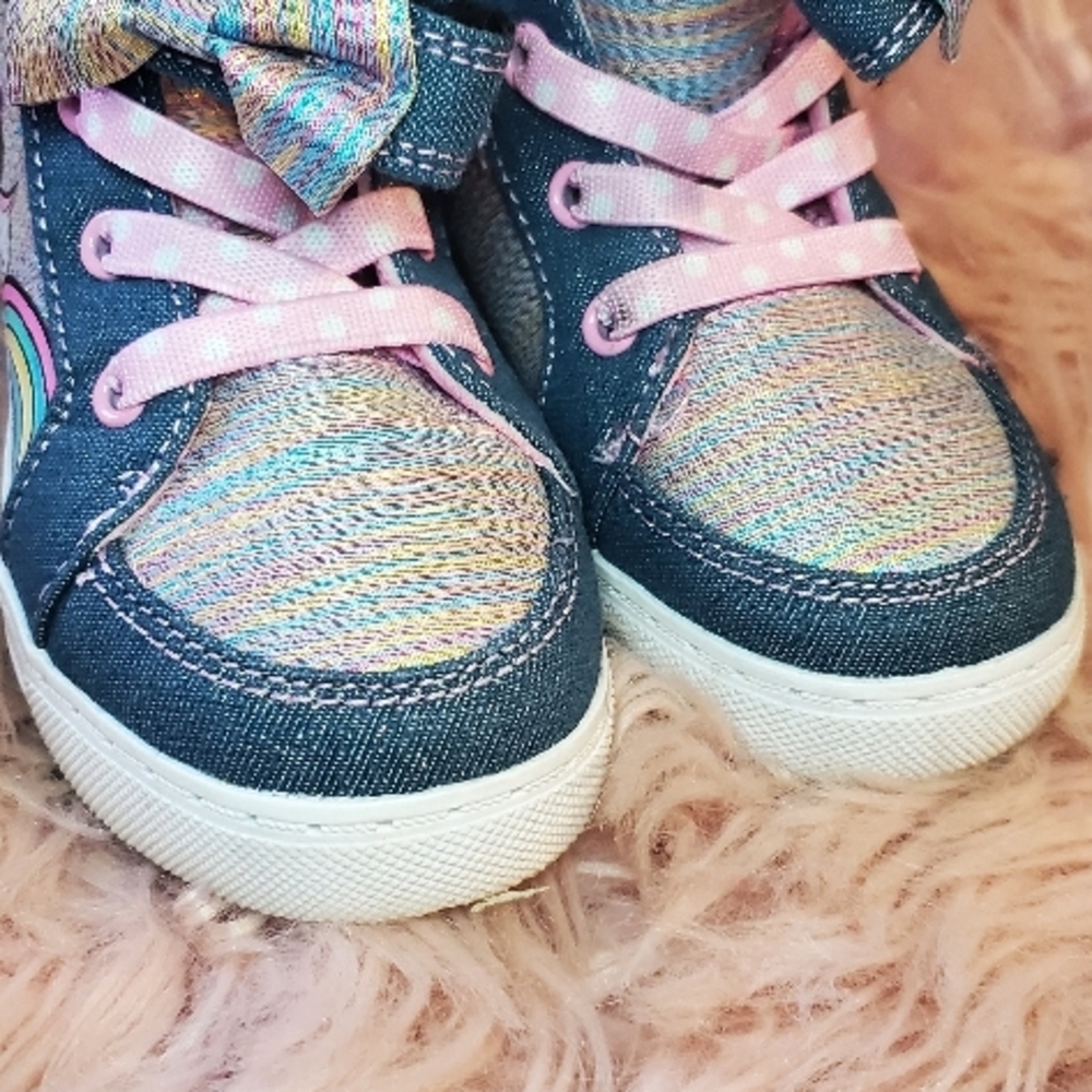 Blue and Pink Iridescent Sneakers